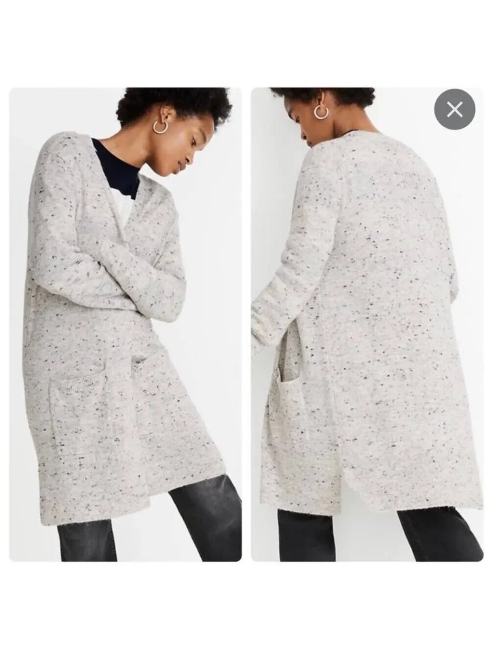 Madewell Marled Open-Front Cardigan With Pockets Longline Knitwear  size small